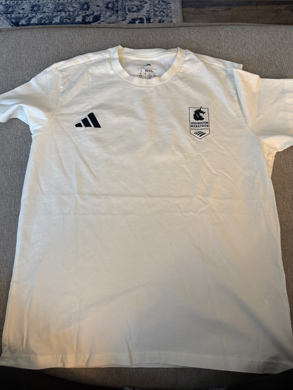 adidas White Shirt short -Sleeve Boston Marathon Crest Tee